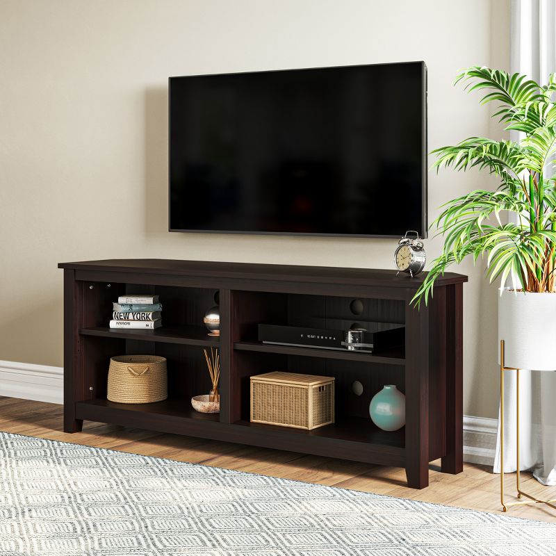 Entertainment Center - TV Stand Supports up to 65-inch TVs - Traditional Design with 4 Cubbies and 2 Shelves by Lavish Home (Espresso), 4 of 8