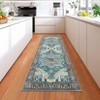 Vintage Distressed Floral Print Area Rug for Bedroom Living Room, Chenille Low Pile Retro Carpet for Kitchen Dining Room - 4 of 4