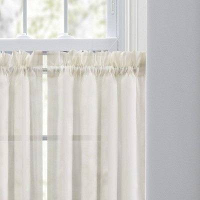 Natural Sheer Cotton Polyester Rod Pocket Window Curtain Pair