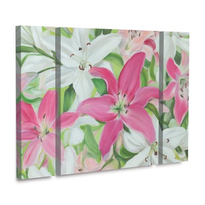 Sandra Lafrate Pink and White Lilies III 32" Contemporary Canvas Wall Art Set