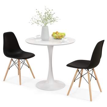 Tangkula 3 PCS Dining Set Modern Round Dining Table 2 Chairs for Small Space Kitchen