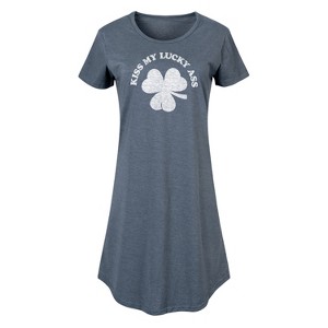 Women's - Instant Message - Kiss My Lucky Ass Graphic T-shirt Dress - 1 of 4