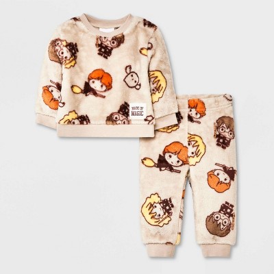 Image of Baby Boys' Harry Potter Woobie Fleece Top and Bottom Set - Beige 3-6M