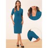 Allegra K Women's V Neck Short Sleeve Work Office Bodycon Midi Sheath Dress - 2 of 4