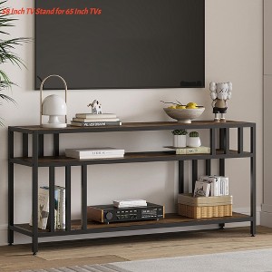 58" Living Room TV Stand for Television up to 65 Inch, Entertainment Center w/3-Tier Open Shelves, TV Media Console Table Quadruple - 1 of 4