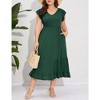 Whizmax Women's Plus Size Summer Casual Short Sleeve V-Neck Smocked Elastic Waist Tiered Midi Dress - 4 of 4