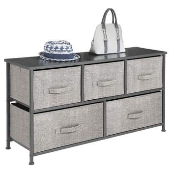 mDesign Wide Storage Dresser Furniture, 5 Removable Fabric Drawers