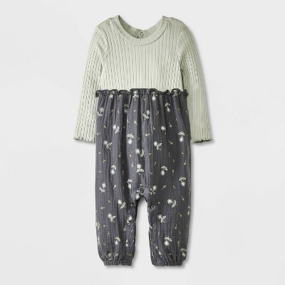 Image of Grayson Mini Baby Girls' Ditsy Floral Long Leg Romper - Green 6-9M