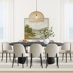 Dining Table Set for 8 Black Wood Extendable Dining Table with 8 Upholstered Armless Dining Chairs for Dining Room,Farmhause-Maison Boucle - 1 of 4