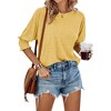 BLUEMING Womens T-Shirts Fashion Tops 3/4 Sleeve Shirts Casual Crew Neck Basic Business Tees Blouses - 4 of 4