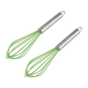 Unique Bargains Stainless Steel Kitchen Utensil Whisk 10" x 2" 2 Pcs - 1 of 4