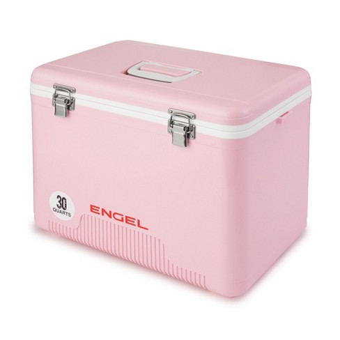 ENGEL 13 Quart Compact Durable Ultimate Leak Proof Outdoor Dry Box Cooler  in Coral with Stain and Odor-Resistant Surface for 18 Cans or 12 lbs of Ice