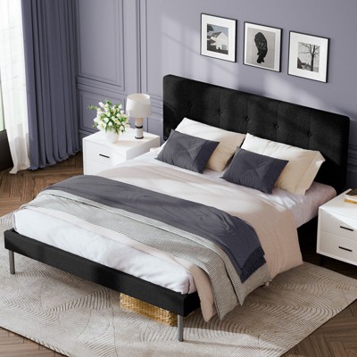 HYLEORY Bed Frame with Headboard, Upholstered Platform Bed Frame