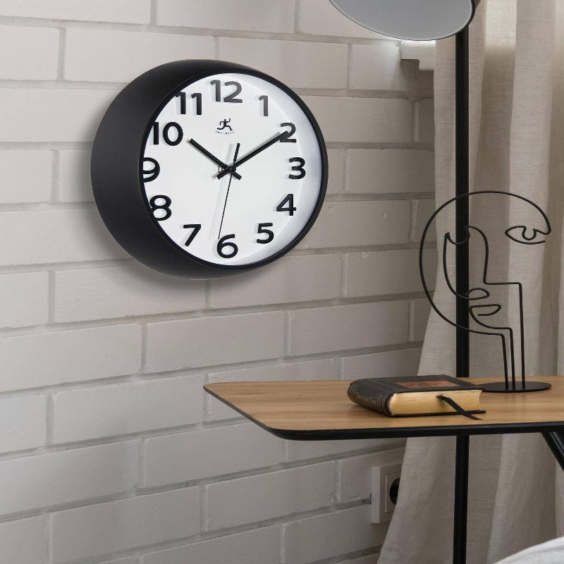 10.75&#34; Raised Numeral Wall Clock Black - Infinity Instruments, 3 of 7