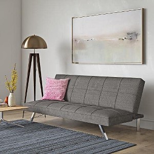 Modern Convertible futon Sofa Bed, Fabric loveseat with Metal Legs, Adjustable backrest - 1 of 4