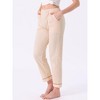 INSPIRE CHIC Women's Pajama Pants Cotton Knit Ribbed Elastic Waist Straight Leg with Pockets Loungewear - 2 of 4