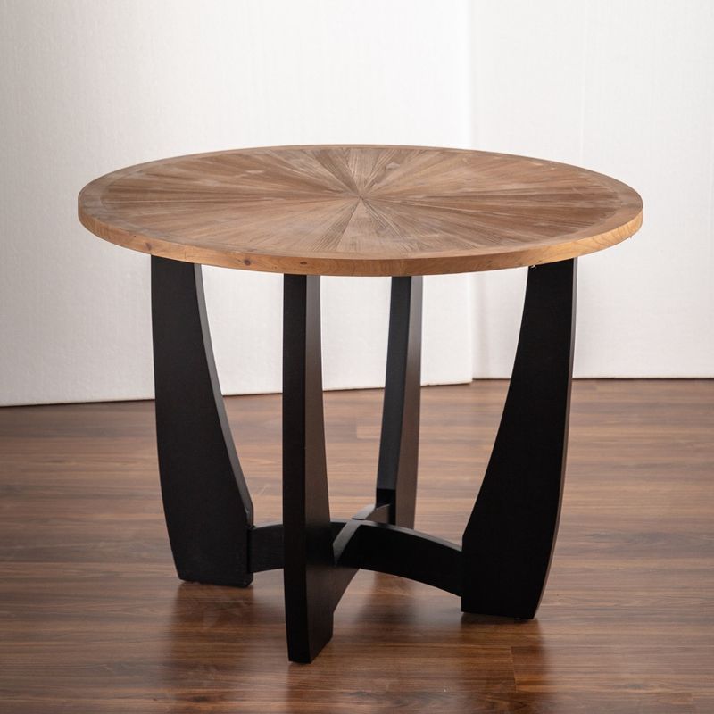 39.37" Vintage Style Round Dining Table with Scattering Pattern Splicing Table Top, Brown - ModernLuxe, 5 of 11