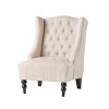 Modern Tufted Wooden Accent Chair Upholstered Club Chair for Bedroom and living room,beige-Christopher Knight Home - 2 of 4