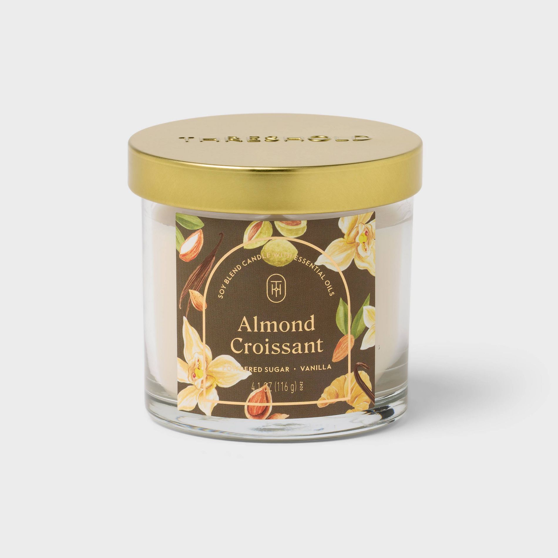 Mini Glass Almond Croissant Jar Candle with Lid 4.1oz - Threshold™