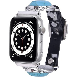 Worryfree Gadgets Leather & Metal Band for Apple Watch 38/40/41mm, 42/44/45mm iWatch Band Series 8 7 6 SE 5 4 3 2 1 - 1 of 4