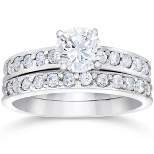 Pompeii3 1 carat Genuine Diamond Engagement Matching Wedding Ring Set 14K White Gold