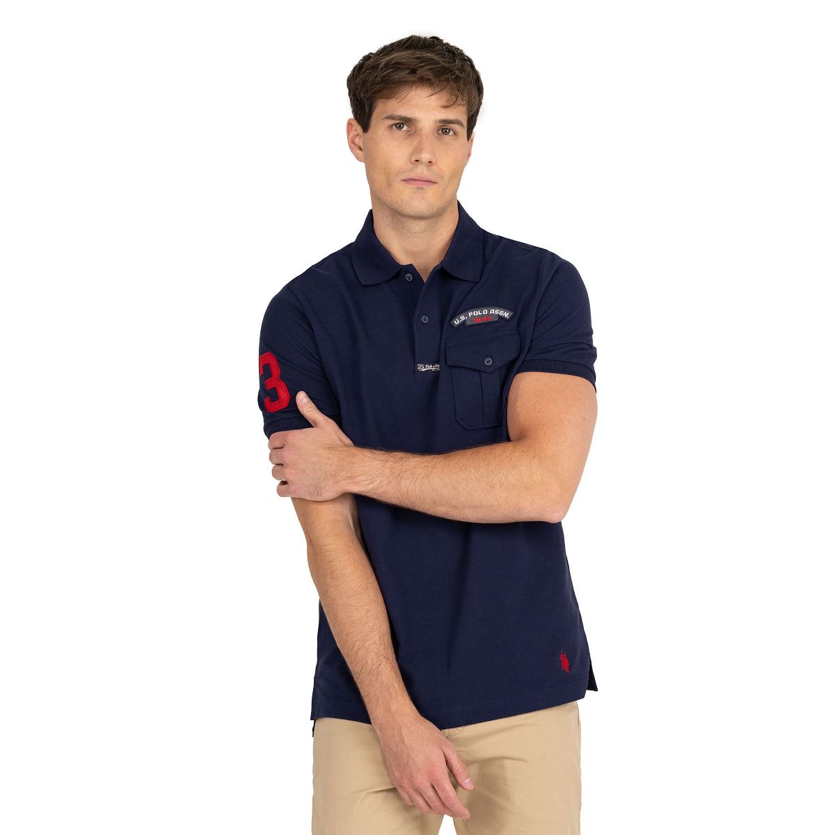U.S. Polo Assn. Men's Slim Fit Stretch Pique Polo with Chest Pocket