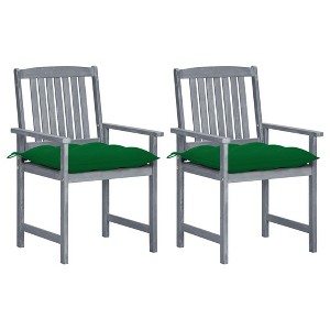 vidaXL Patio Chairs with Cushions 2 pcs Gray Solid Acacia Wood - 1 of 4