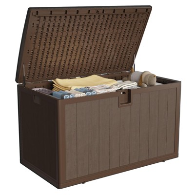 120/130 Gallon Outdoor Storage Box,Deck Box Resin for Package Delivery,Outside Storage box Container Waterproof