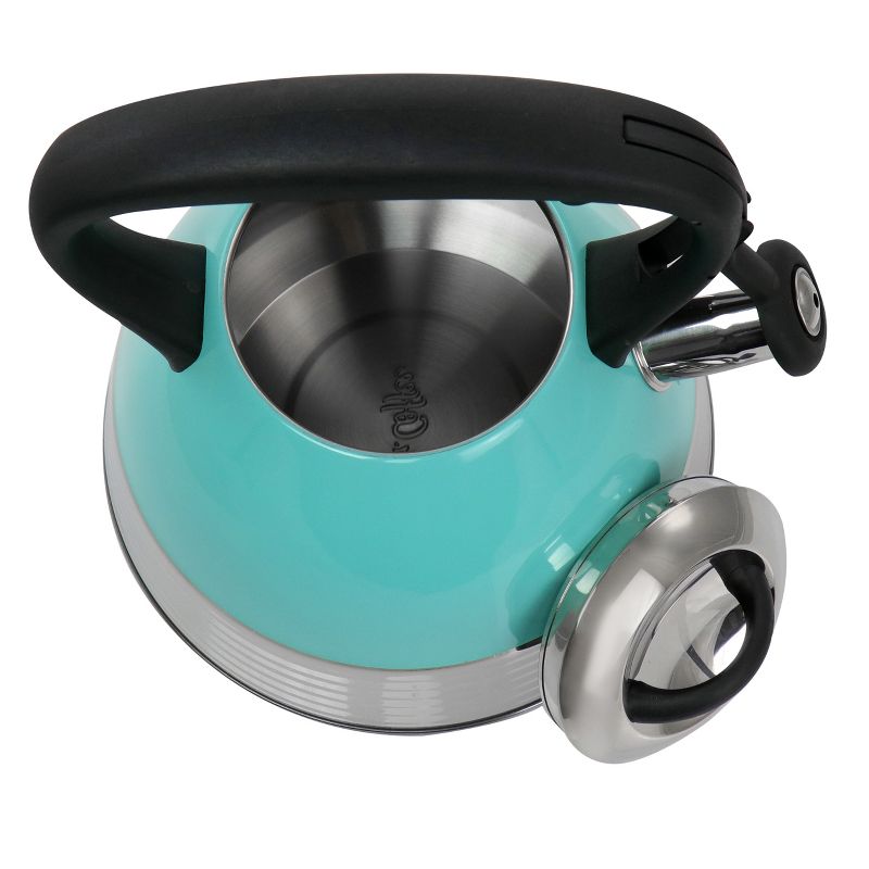 Mr. Coffee 2.5 Quart Stainless Steel Whistling Tea Kettle in Turquoise, 4 of 9