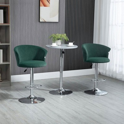 Resenkos Adjustable Bar Stools Set of 2, Velvet Upholstered Counter Height Barstool with Swivel Seat, Wing Back, ‎Dark Green