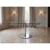 HomeRoots 40" Clear and Silver Glass and Metal Self-Storing Leaf Motion Extendable Dining Table - 2 of 4