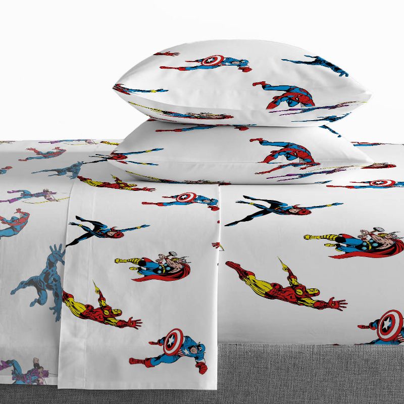 Saturday Park Marvel Comics Avengers Invincible 100% Organic Cotton Sheet Set, 5 of 11
