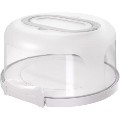Round Two Sided Cake Carrier Serves as Five Section Serving Tray, Fits 10 inch Cake White