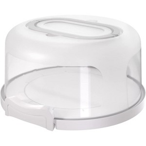 Round Two Sided Cake Carrier Serves as Five Section Serving Tray, Fits 10 inch Cake White - 1 of 4