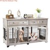58 Inch Large Dog Crate Furniture - 2-Room Wooden Dog Kennel w/ Openable Divider, Crate TV Stand End Table w/Storage Drawers - 2 of 4