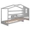 YOOCOZZ Twin Size Wood House Bed with Fence and Back Decorative panels, Combination of Two Beds - 3 of 4