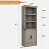 Home Office 5 Tier Book Shelf with Cabinet, 68.7" Tall Modern Farmhouse Bookcase w/ Doors and Adjustable Shelf, Wooden Storage Organizer Shelving Unit - 3 of 4
