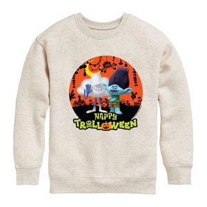 Boys' - Trolls - Happy Trolloween Branch and Cloud Guy Graphic Long Sleeve Fleece Sweatshirt - 1 of 4
