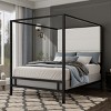 Canopy Bed, Bed with Upholstered Linen Fabric Headboard, Bed with 4-Poster Frame, Stylish Design Bed with Metal Frame-Baofuwish - 2 of 4