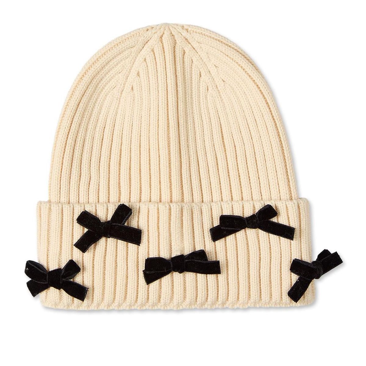 Memoi Girls Ribbed "All-Over Bows" Rayon-Blend Cuffed Beanie - thumbnail 6