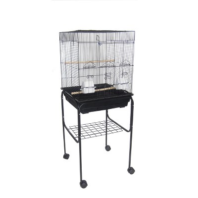 YML 5824 3/8 inches Bar Spacing Square Top Bird Cage with Stand 18 inches x 14 inches /Small Black