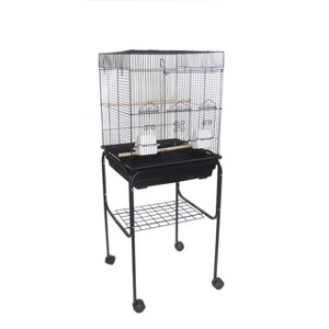 YML 5824 3/8 inches Bar Spacing Square Top Bird Cage with Stand 18 inches x 14 inches /Small Black - 1 of 2