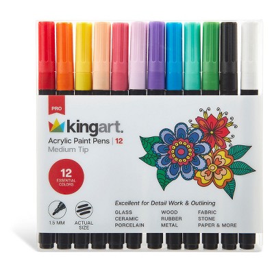 KINGART PRO Paint Pens Fine Tip 12 Colors