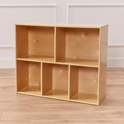 Natural Birch Lacquered 5-Compartment Storage Bookcase