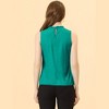 Allegra K Women's Sleeveless Frill Mock Neck Ruffle Chambray Blouse - 4 of 4