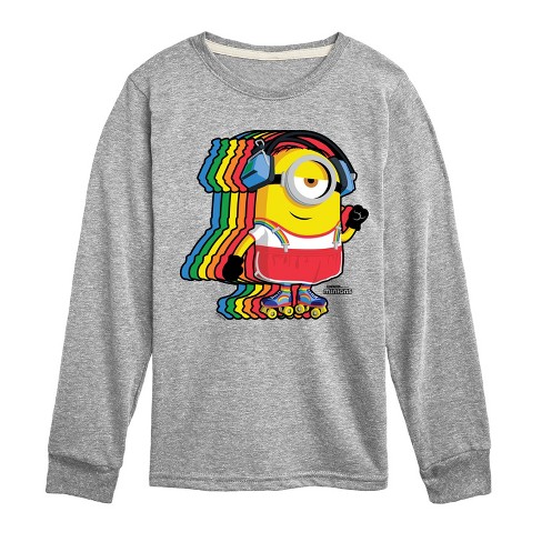 Boys' - Despicable Me Minions - Retro Rainbow Skater Long Sleeve Graphic T-Shirt - image 1 of 4