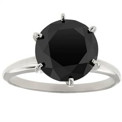 Pompeii3 3ct Black Diamond Solitaire Engagement Ring 14K White Gold