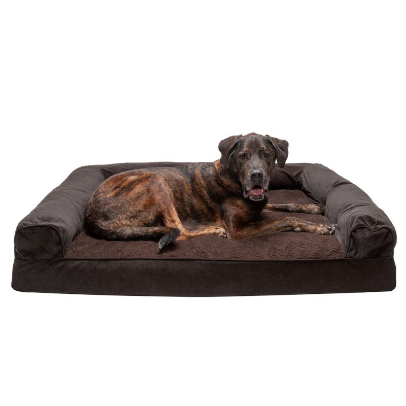 FurHaven Faux Fleece & Chenille Orthopedic Sofa Dog Bed, 1 of 4