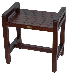 DecoTeak® Eleganto® 20" Teak Wood Shower Bench with LiftAide® Arms in Woodland Brown Finish - 1 of 4