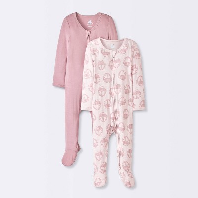 Baby 2pk Floral Modal Sleep N' Play - Cloud Island™ Pink 0-3M